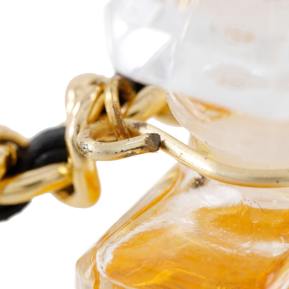CHANEL Necklace Plated Gold , Leather gold Allure Perfume bottle Women Used Authentic