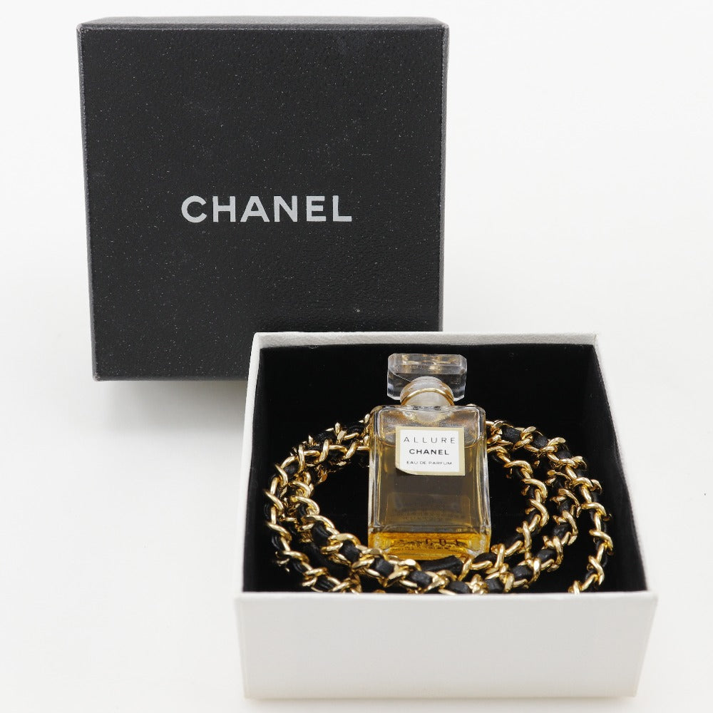 CHANEL Necklace Plated Gold , Leather gold Allure Perfume bottle Women Used Authentic