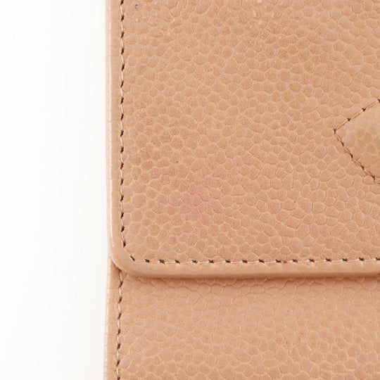 CHANEL Tri-fold wallet Caviar skin pink COCO Mark Women Used Authentic