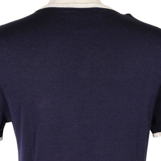 CHANEL knit P06382 cotton Navy blue 96P Short sleeve Women 38 Used Authentic
