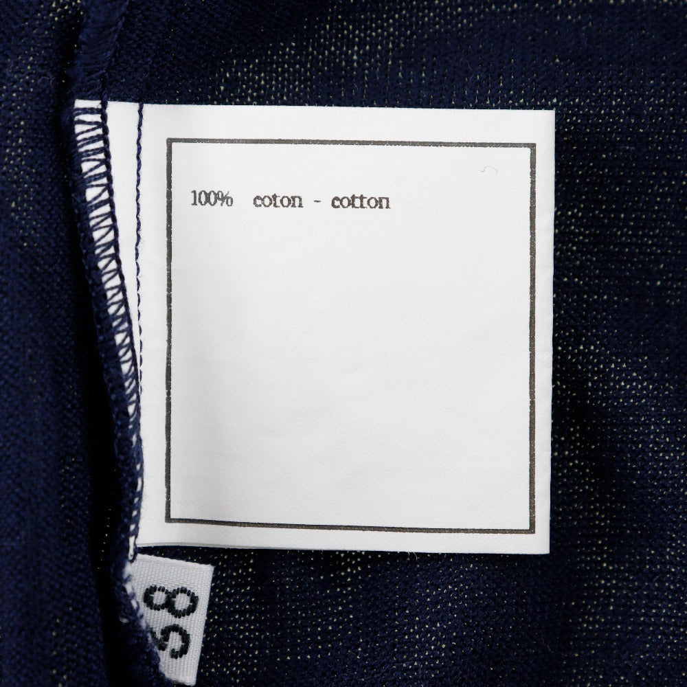 CHANEL knit P06382 cotton Navy blue 96P Short sleeve Women 38 Used Authentic