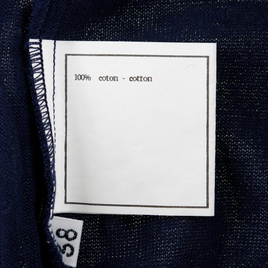CHANEL knit P06382 cotton Navy blue 96P Short sleeve Women 38 Used Authentic