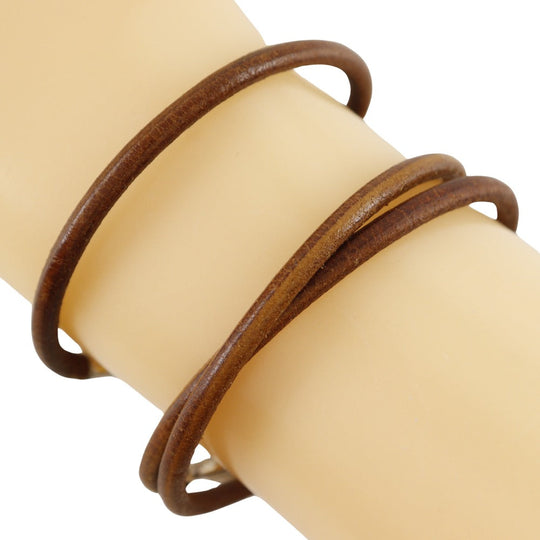 HERMES bracelet leather Brown choker set jumbo Women Used Authentic