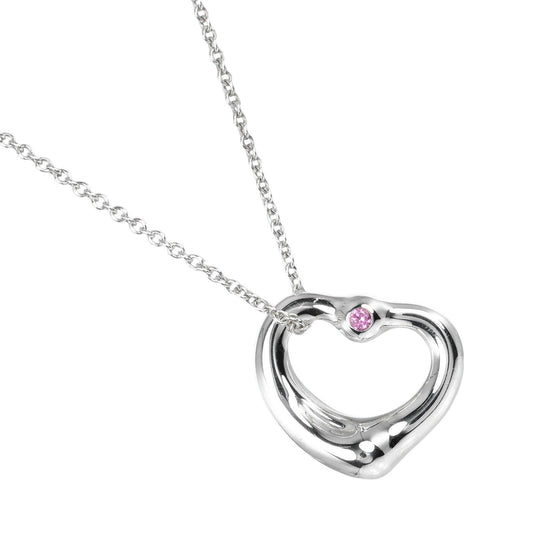 TIFFANY&Co. Necklace Silver925, pink sapphire Silver Open heart Women Used Authentic