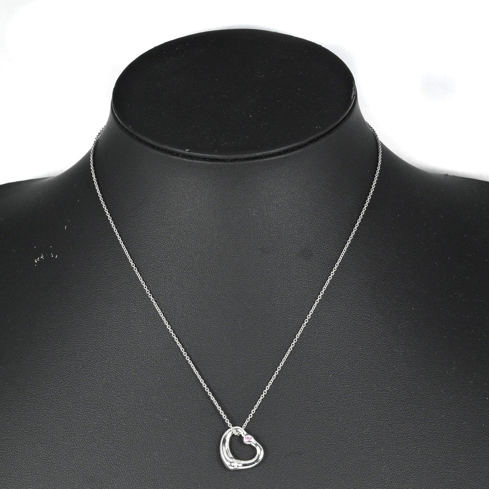 TIFFANY&Co. Necklace Silver925, pink sapphire Silver Open heart Women Used Authentic