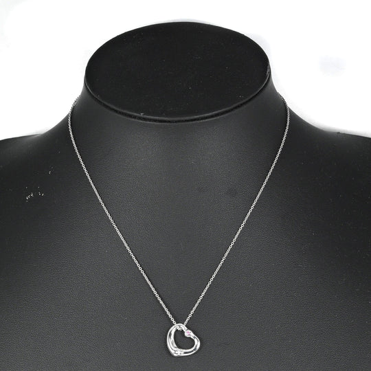 TIFFANY&Co. Necklace Silver925, pink sapphire Silver Open heart Women Used Authentic