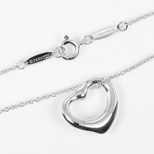 TIFFANY&Co. Necklace Silver925, pink sapphire Silver Open heart Women Used Authentic