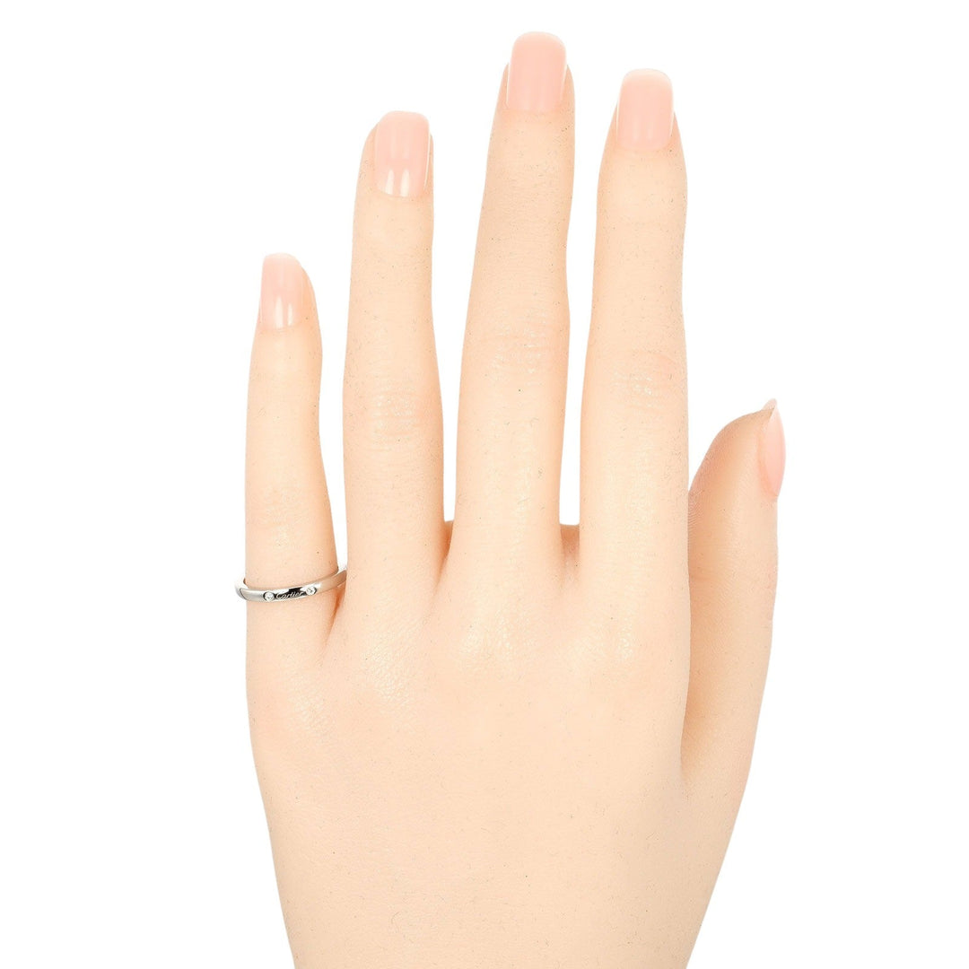 CARTIER Ring Pt950Platinum, 3P Diamond Silver Ballerina curve Women 47 Used Authentic