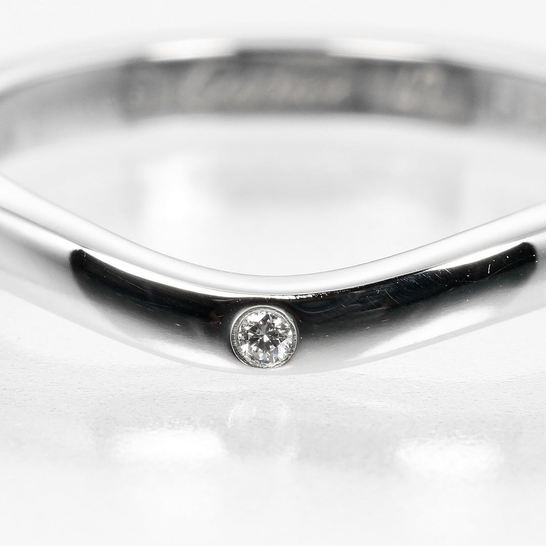 CARTIER Ring Pt950Platinum, 3P Diamond Silver Ballerina curve Women 47 Used Authentic