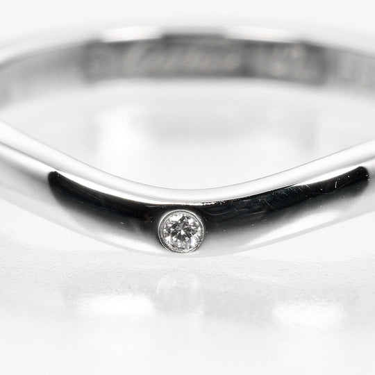 CARTIER Ring Pt950Platinum, 3P Diamond Silver Ballerina curve Women 47 Used Authentic