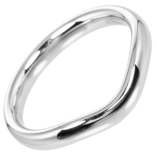 TIFFANY&Co. Ring Pt950Platinum Silver 0.1" model Curved band Women Used Authentic