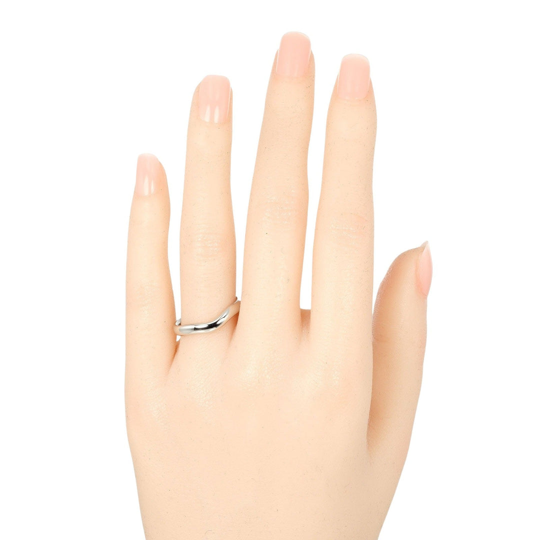 TIFFANY&Co. Ring Pt950Platinum Silver 0.1" model Curved band Women Used Authentic