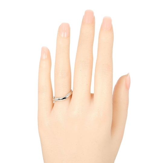 TIFFANY&Co. Ring Pt950Platinum Silver 0.1" model Curved band Women Used Authentic