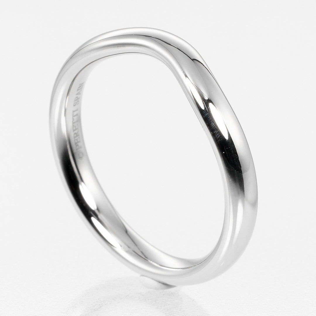 TIFFANY&Co. Ring Pt950Platinum Silver 0.1" model Curved band Women Used Authentic