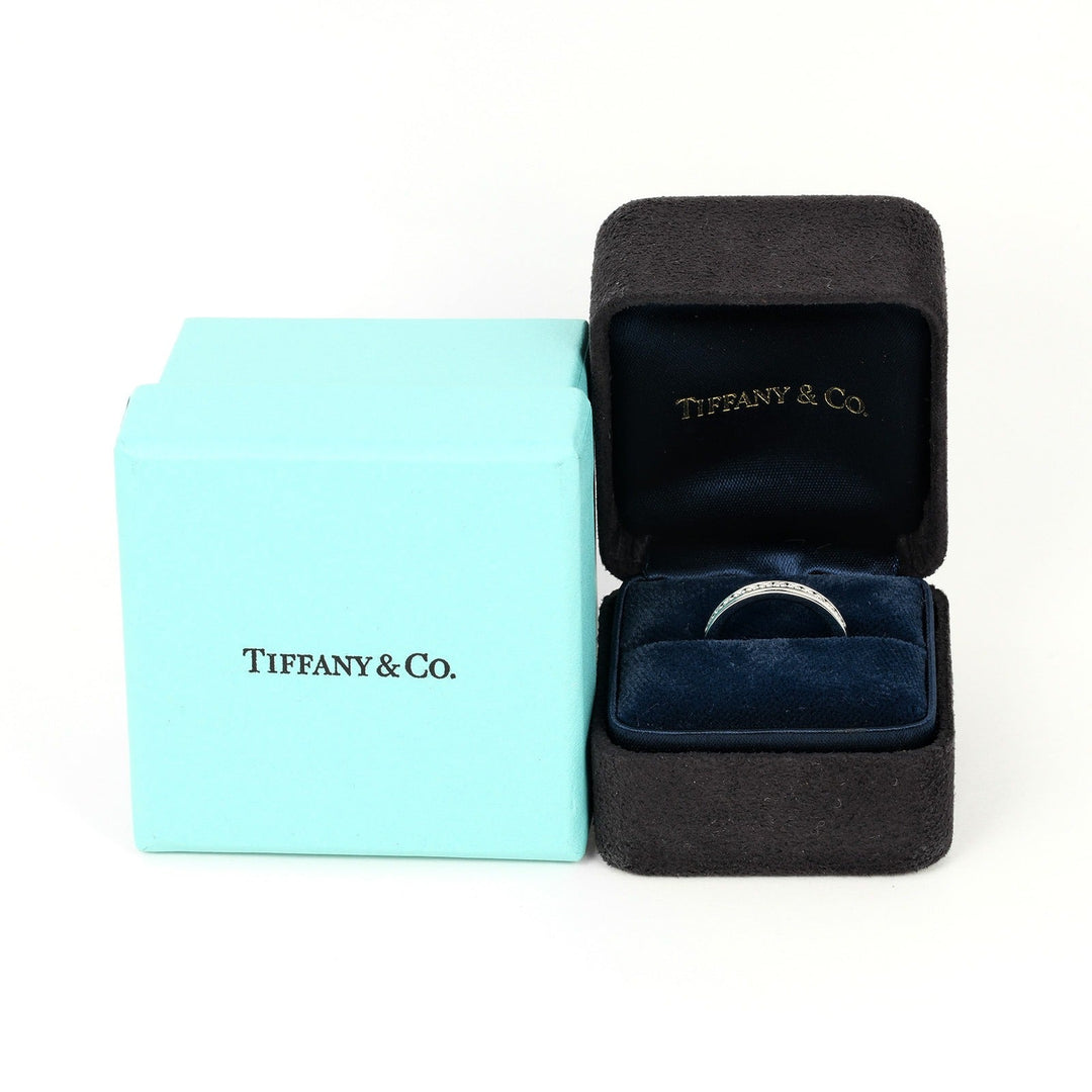 TIFFANY&Co. Ring Pt950Platinum, Diamond Clear, Silver 0.1" model Setting Half Circle Women Used Authentic