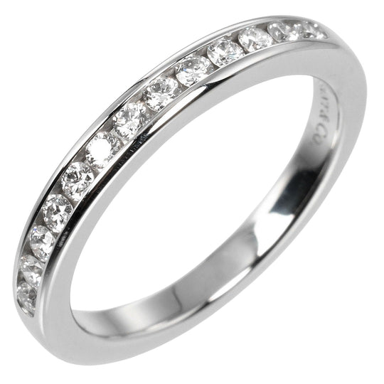 TIFFANY&Co. Ring Pt950Platinum, Diamond Clear, Silver 0.1" model Setting Half Circle Women Used Authentic