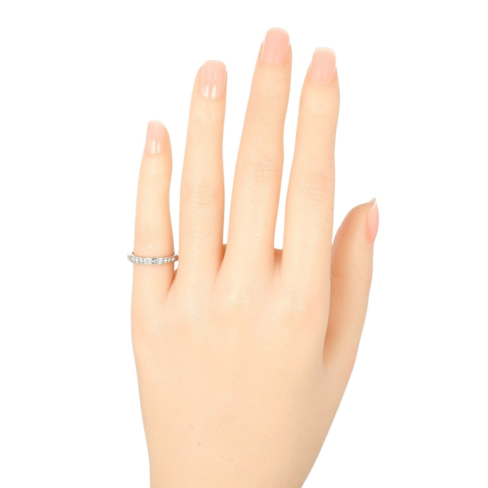 TIFFANY&Co. Ring Pt950Platinum, Diamond Clear, Silver 0.1" model Setting Half Circle Women Used Authentic