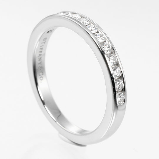 TIFFANY&Co. Ring Pt950Platinum, Diamond Clear, Silver 0.1" model Setting Half Circle Women Used Authentic