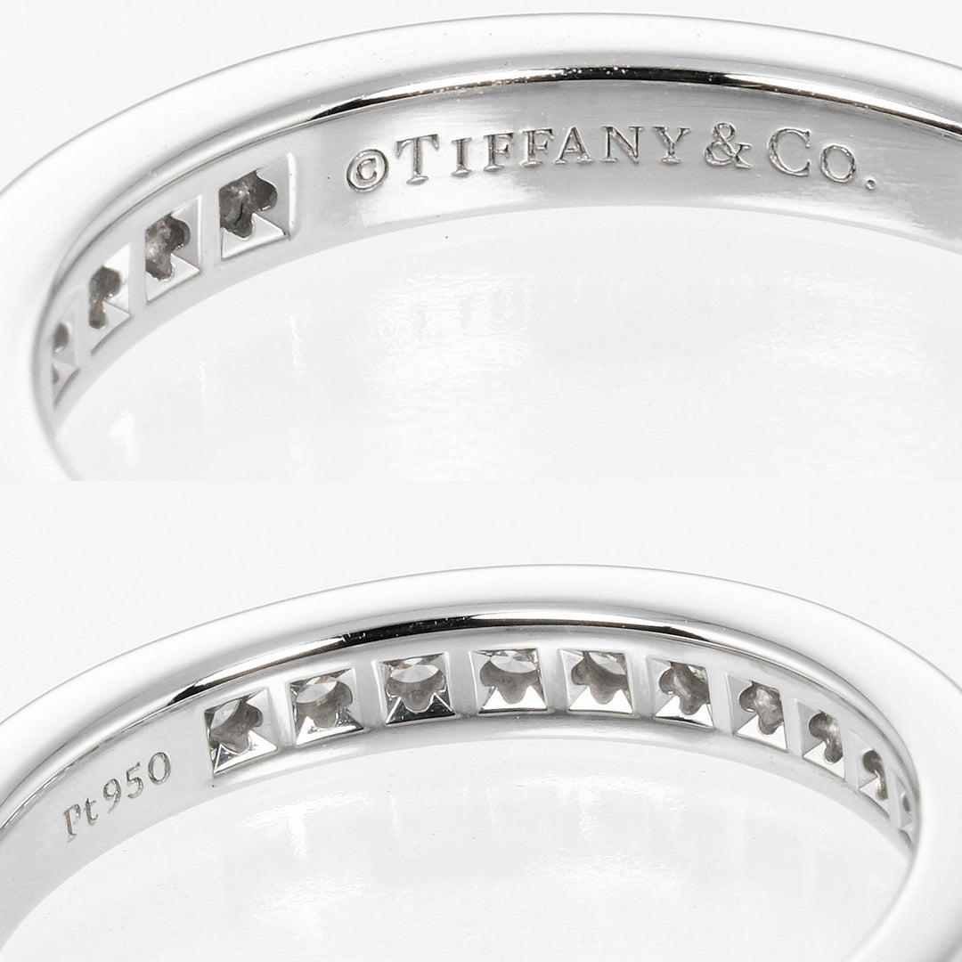 TIFFANY&Co. Ring Pt950Platinum, Diamond Clear, Silver 0.1" model Setting Half Circle Women Used Authentic