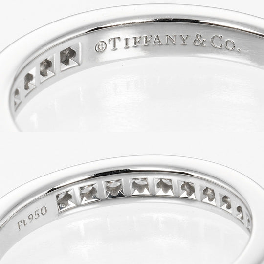 TIFFANY&Co. Ring Pt950Platinum, Diamond Clear, Silver 0.1" model Setting Half Circle Women Used Authentic