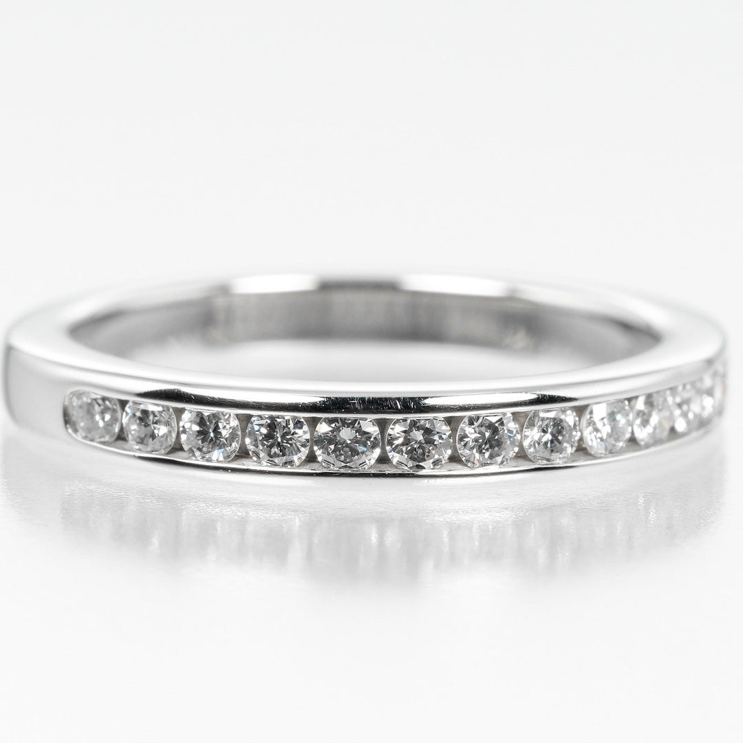 TIFFANY&Co. Ring Pt950Platinum, Diamond Clear, Silver 0.1" model Setting Half Circle Women Used Authentic