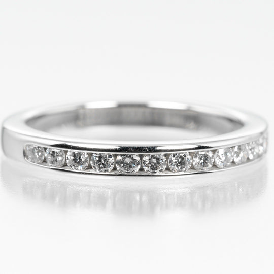 TIFFANY&Co. Ring Pt950Platinum, Diamond Clear, Silver 0.1" model Setting Half Circle Women Used Authentic