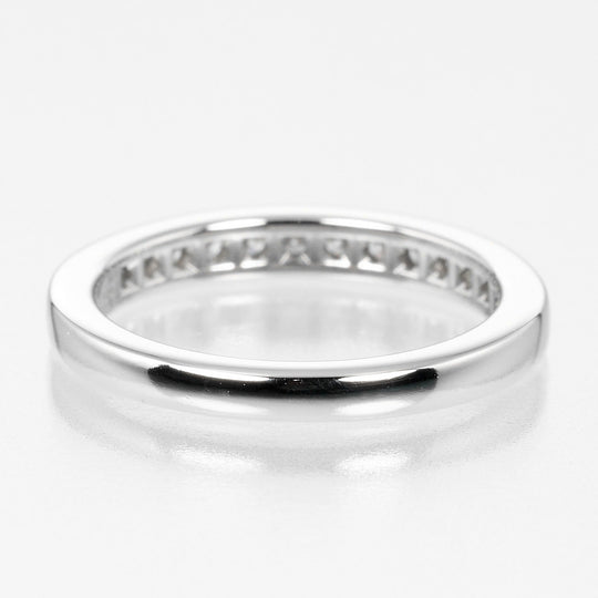 TIFFANY&Co. Ring Pt950Platinum, Diamond Clear, Silver 0.1" model Setting Half Circle Women Used Authentic