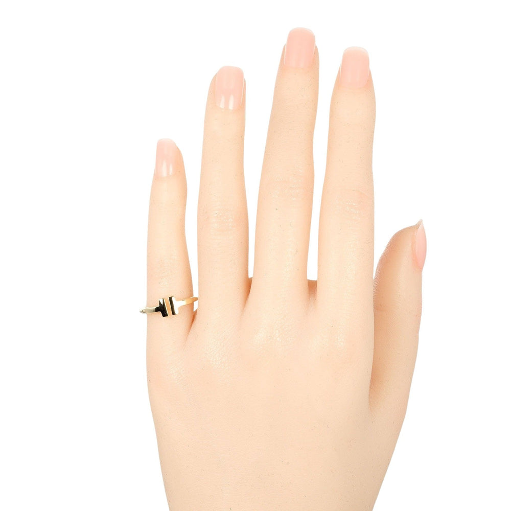 TIFFANY&Co. Ring K18 yellow gold gold T wire Women Used Authentic