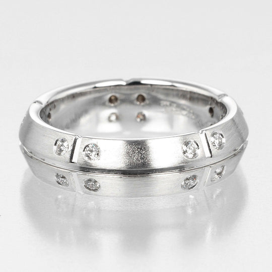 TIFFANY&Co. Ring K18 White Gold, Diamond Silver Streamerica Women Used Authentic