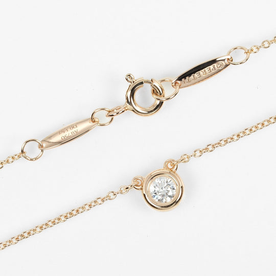 TIFFANY&Co. Necklace 0.14ct K18 pink gold, diamond gold By the yard Women Used Authentic