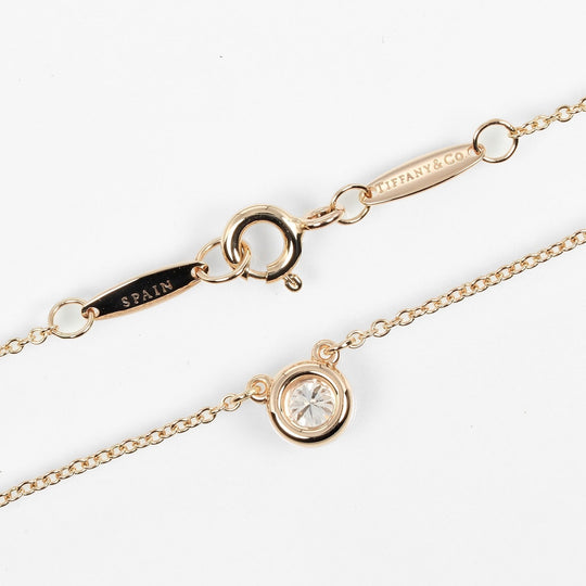 TIFFANY&Co. Necklace 0.14ct K18 pink gold, diamond gold By the yard Women Used Authentic