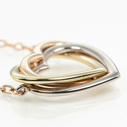CARTIER Necklace K18 Gold, YG PG WG gold Trinity heart Women Used Authentic