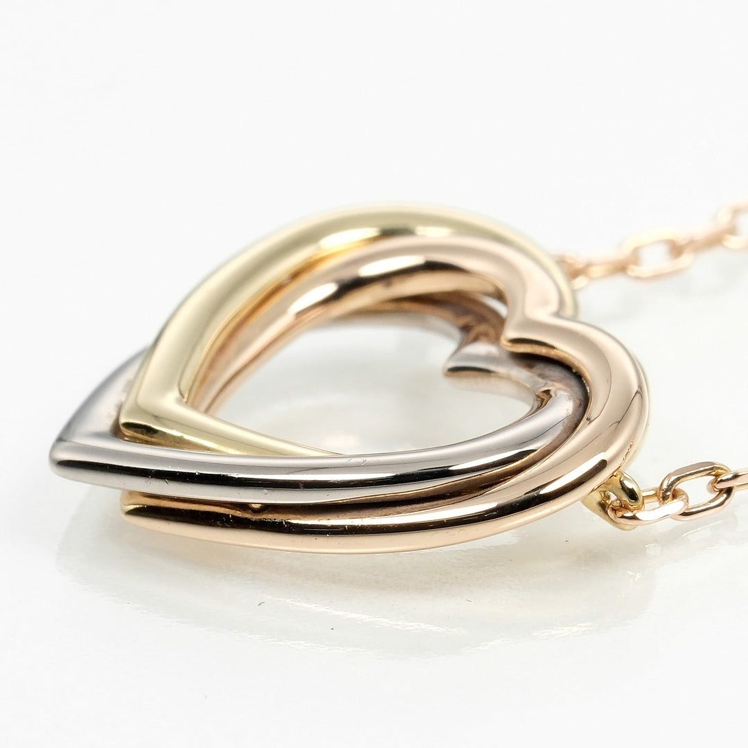 CARTIER Necklace K18 Gold, YG PG WG gold Trinity heart Women Used Authentic