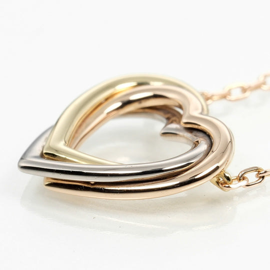 CARTIER Necklace K18 Gold, YG PG WG gold Trinity heart Women Used Authentic