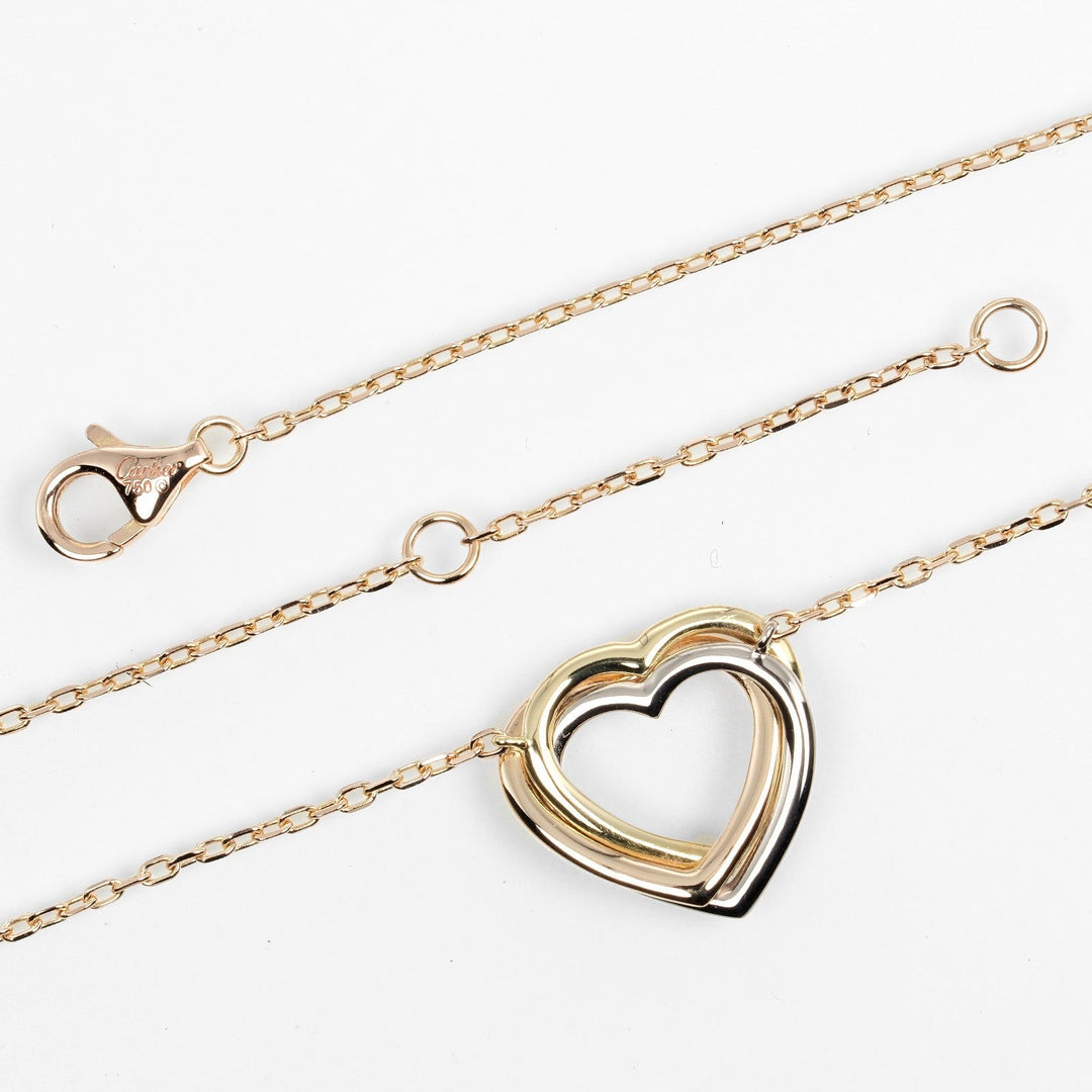 CARTIER Necklace K18 Gold, YG PG WG gold Trinity heart Women Used Authentic