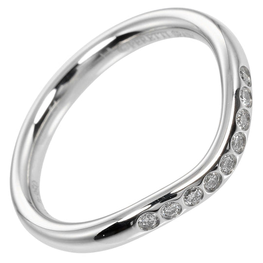 TIFFANY&Co. Ring Pt950Platinum, 9P Diamond Silver 0.1" model Curved band Women Used Authentic