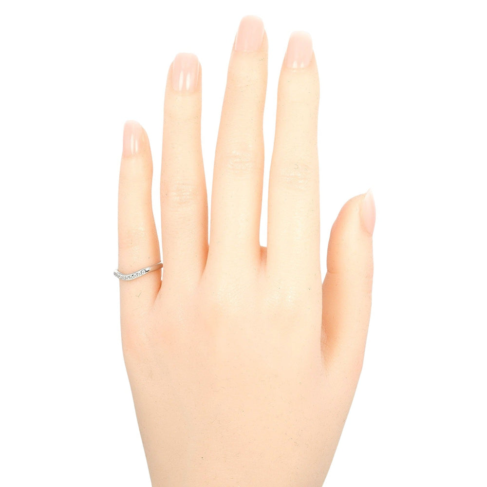 TIFFANY&Co. Ring Pt950Platinum, 9P Diamond Silver 0.1" model Curved band Women Used Authentic