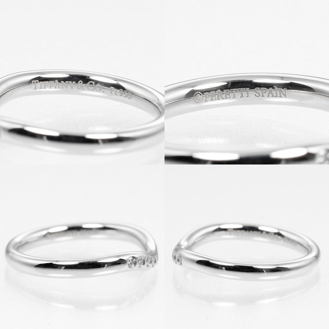 TIFFANY&Co. Ring Pt950Platinum, 9P Diamond Silver 0.1" model Curved band Women Used Authentic