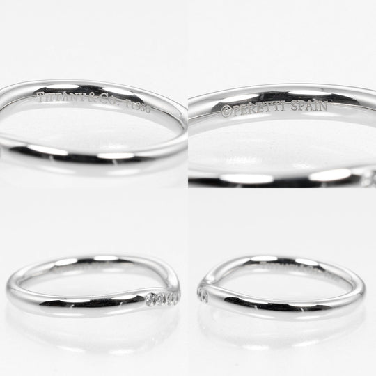 TIFFANY&Co. Ring Pt950Platinum, 9P Diamond Silver 0.1" model Curved band Women Used Authentic