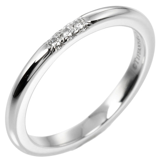 TIFFANY&Co. Ring Pt950Platinum, 3P Diamond Silver 0.1" model forever classic band Women Used Authentic