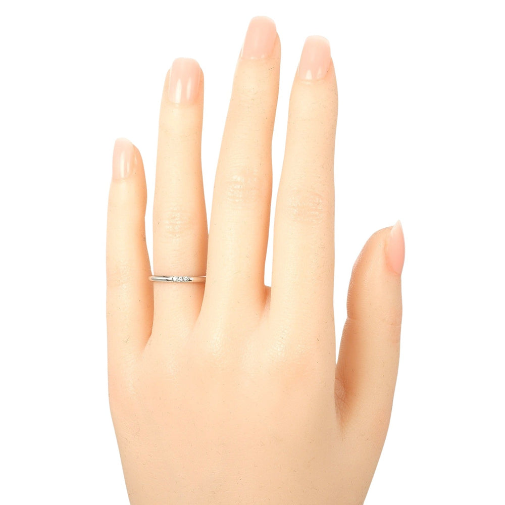 TIFFANY&Co. Ring Pt950Platinum, 3P Diamond Silver 0.1" model forever classic band Women Used Authentic