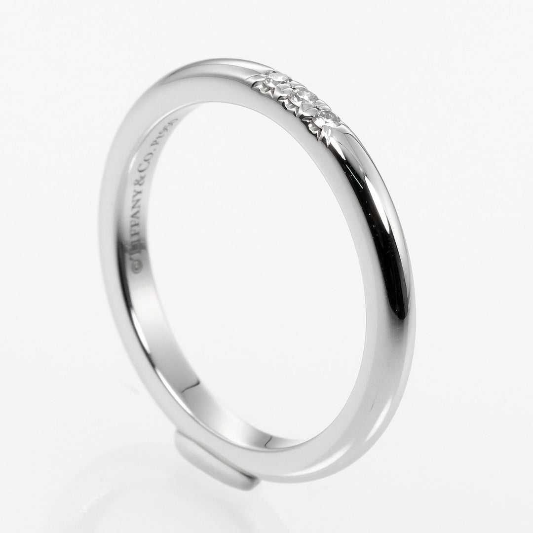 TIFFANY&Co. Ring Pt950Platinum, 3P Diamond Silver 0.1" model forever classic band Women Used Authentic