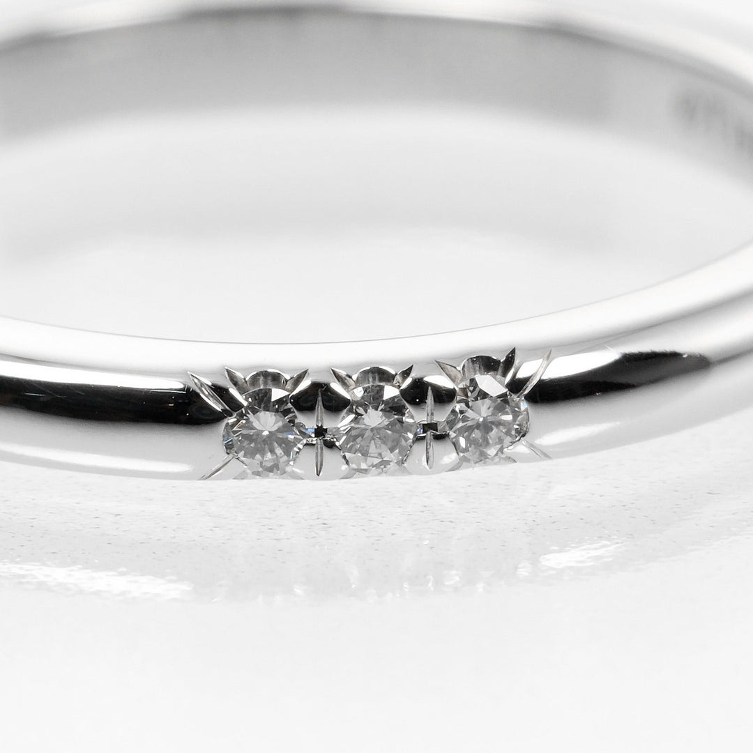 TIFFANY&Co. Ring Pt950Platinum, 3P Diamond Silver 0.1" model forever classic band Women Used Authentic