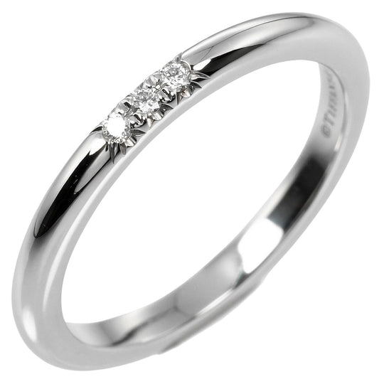 TIFFANY&Co. Ring Pt950 Platinum, 3P Diamond Silver 0.1" model forever classic band Women Used Authentic
