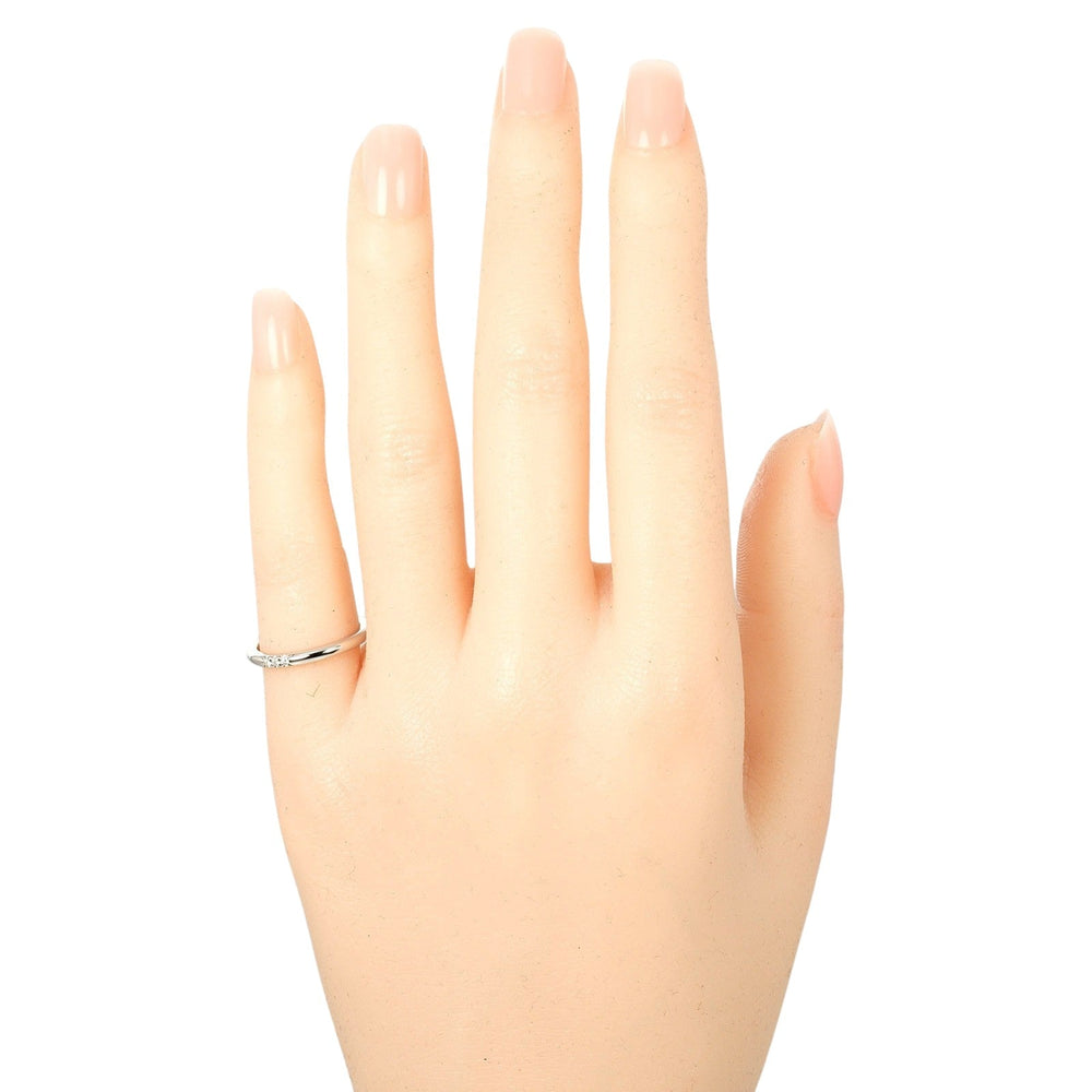 TIFFANY&Co. Ring Pt950 Platinum, 3P Diamond Silver 0.1" model forever classic band Women Used Authentic