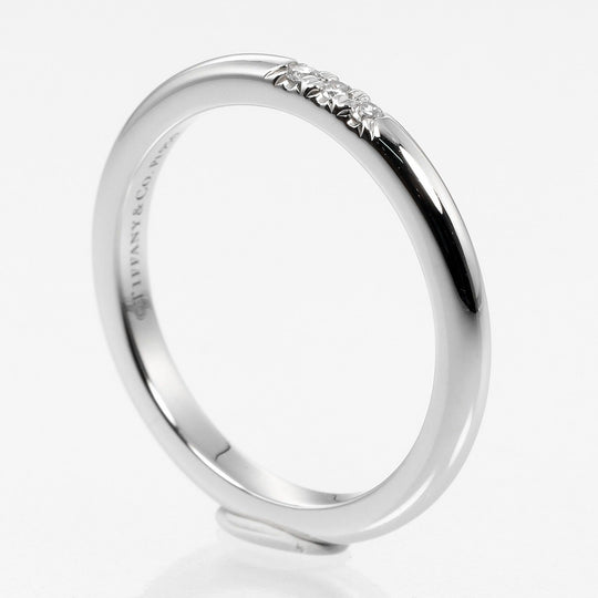 TIFFANY&Co. Ring Pt950 Platinum, 3P Diamond Silver 0.1" model forever classic band Women Used Authentic
