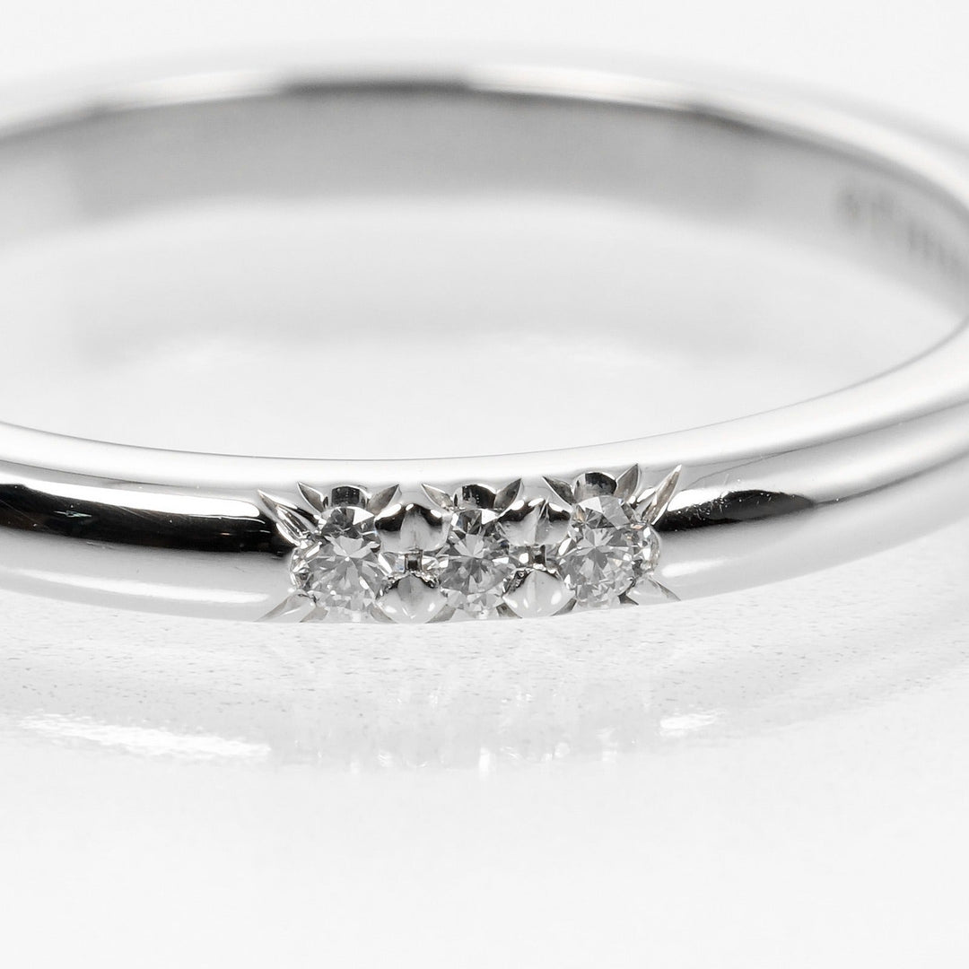 TIFFANY&Co. Ring Pt950 Platinum, 3P Diamond Silver 0.1" model forever classic band Women Used Authentic