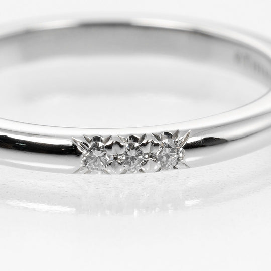 TIFFANY&Co. Ring Pt950 Platinum, 3P Diamond Silver 0.1" model forever classic band Women Used Authentic