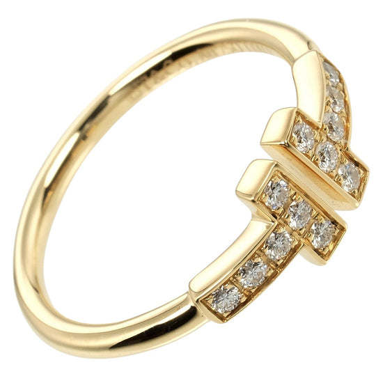 TIFFANY&Co. Ring K18 Yellow Gold, Diamond gold T wire Women Used Authentic