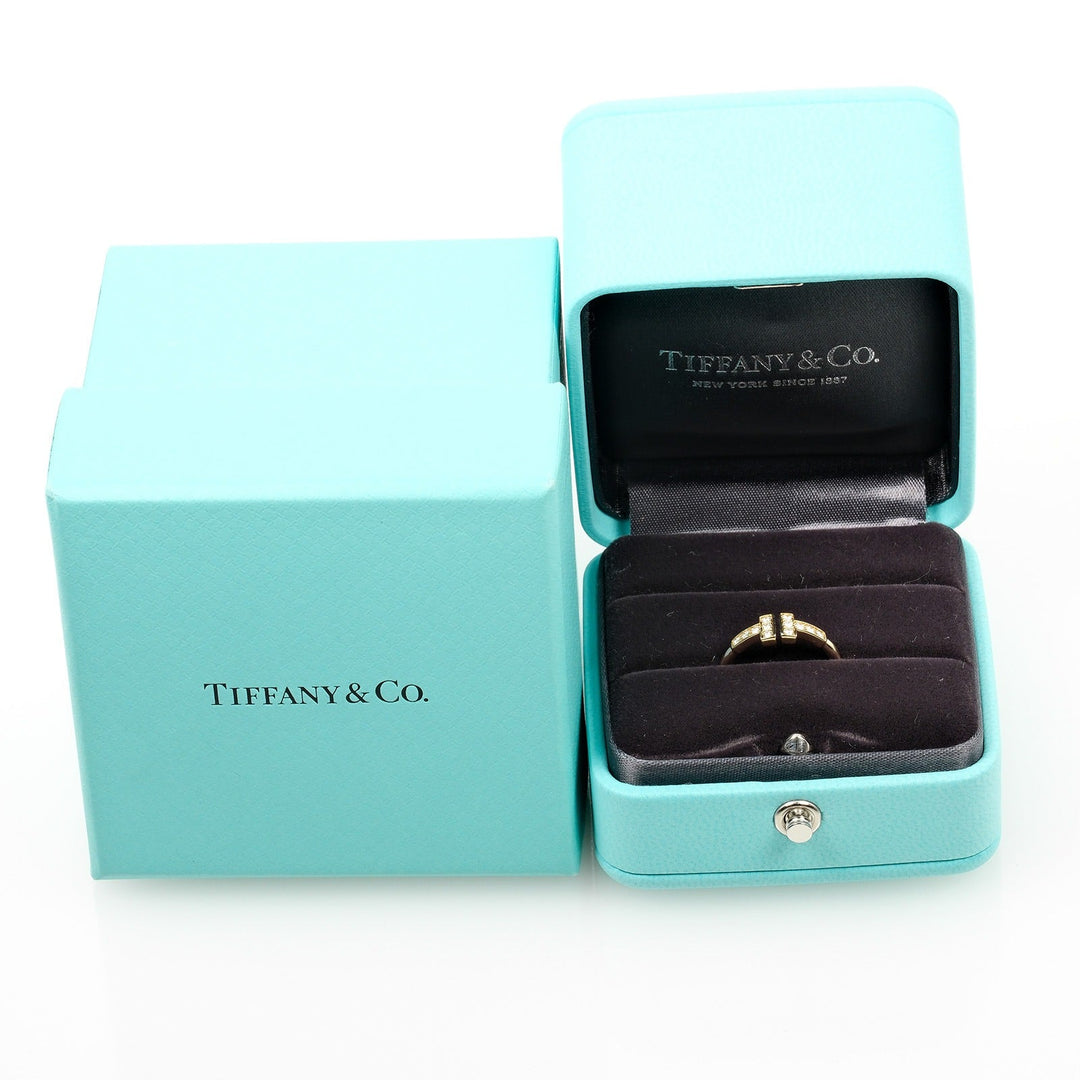 TIFFANY&Co. Ring K18 Yellow Gold, Diamond gold T wire Women Used Authentic
